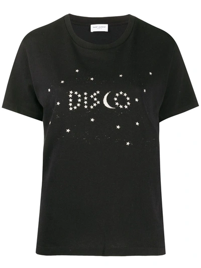 Saint Laurent Disco Star Print T-shirt In Black