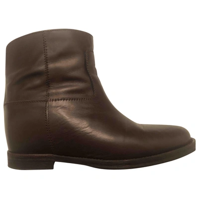 Pre-owned Via Roma Xv Leather Ankle Boots In Brown