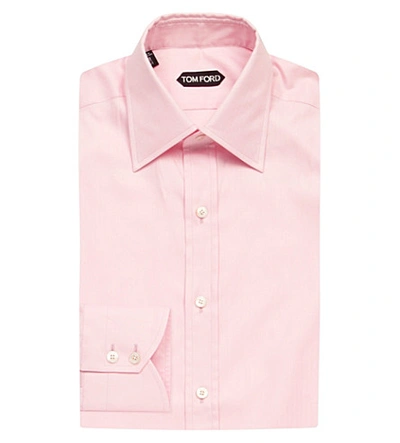 Tom Ford Classic-fit Single-cuff Herringbone Cotton Shirt In Pink