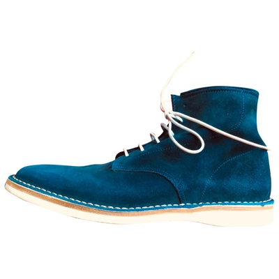 Pre-owned Hugo Boss Blue Suede Boots