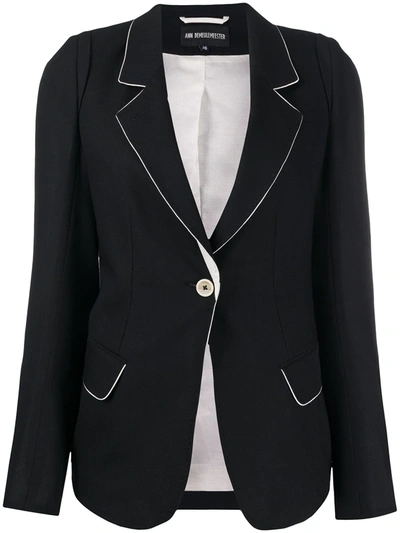 Ann Demeulemeester Contrast-trim Single-breasted Wool-twill Blazer In Black