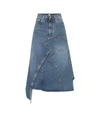 Loewe Deconstructed Denim Midi Skirt In Blue