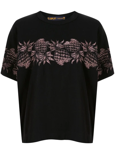 Sacai Embroidered Pineapple T-shirt In Black