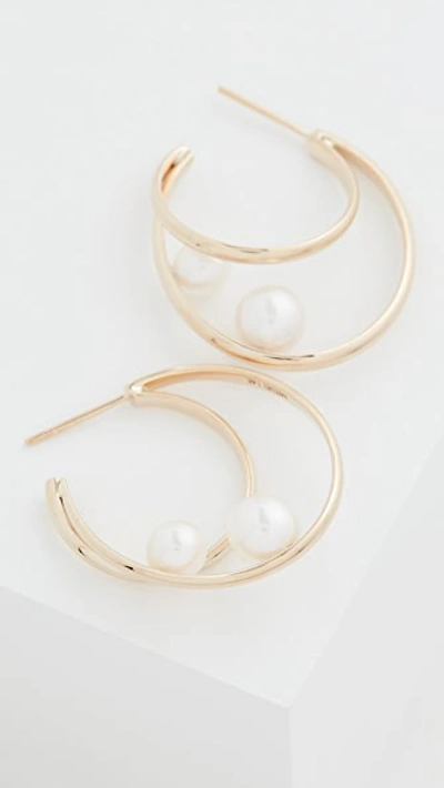 Mizuki 14k Elipse Pearl Earrings In Gold/pearl