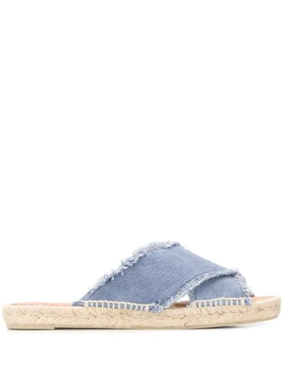 Castaã±er Open Toe Raw Edge Espadrilles In 310 Jeans Claro