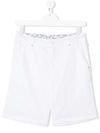 Paul Smith Junior Kids' Zebra Denim Shorts In White