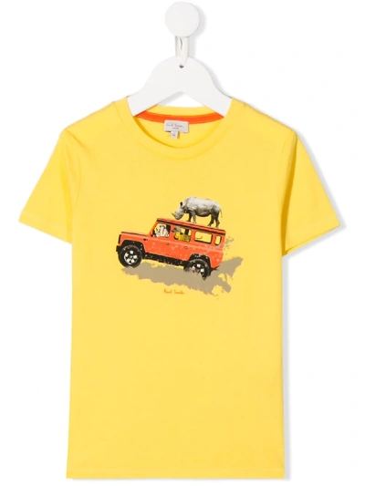 Paul Smith Junior Teen Safari Print T-shirt In Yellow