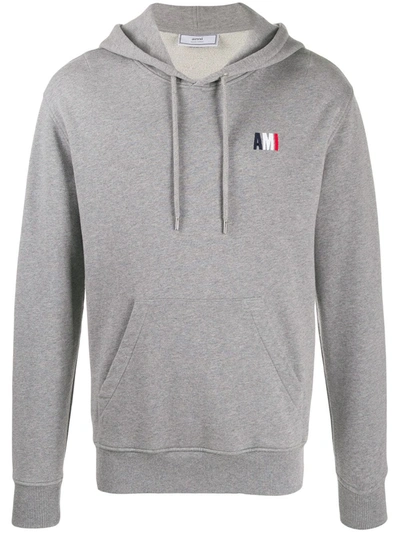Ami Alexandre Mattiussi Small Ami Logo Pullover Hoodie In Grey