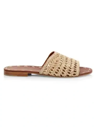 Carrie Forbes Women's Woven Raffia Slides In Bright Gold