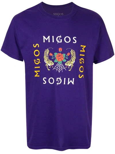 Migos Logo Print T-shirt In Purple