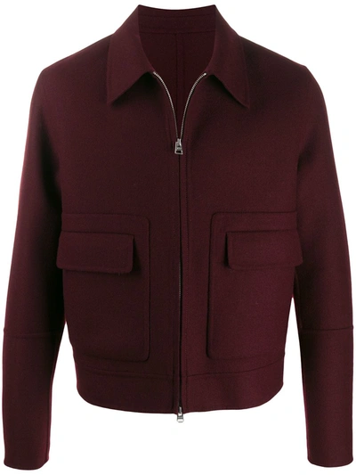 Ami Alexandre Mattiussi Patch Pockets Zipped Jacket In Red
