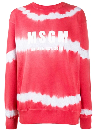 Msgm Logo-print Tie-dye Sweatshirt In Red