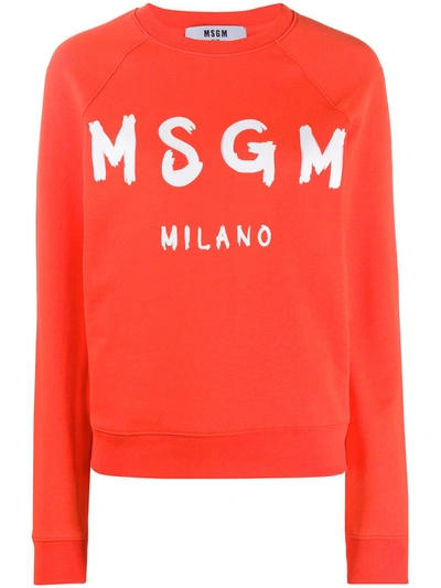 Msgm Milano Logo Print Sweatshirt In 17 Bright Red