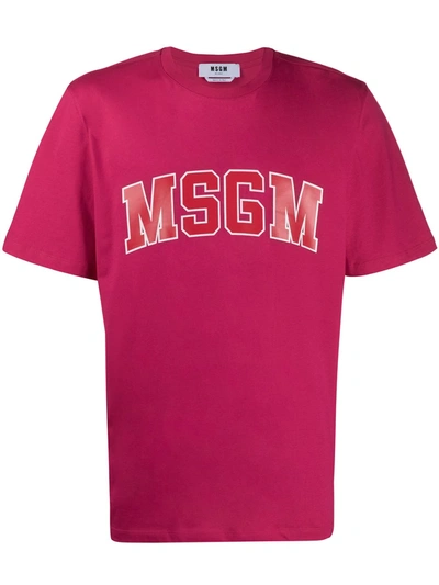 Msgm Logo Print T-shirt In Pink