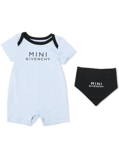 Givenchy Babies' Logo Short-sleeve Bodysuit In Blue