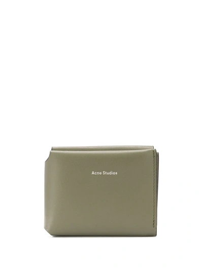 Acne Studios Logo Embossed Tri-fold Wallet In Green