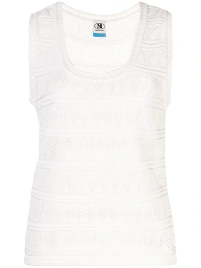 M Missoni Perforated Waistcoat In White