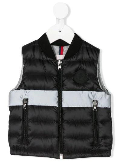 Moncler Babies' Logo Embroidered Quilted Gilet In Black