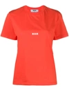 Msgm Logo Print Cotton T-shirt In Orange