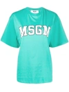 Msgm College Logo-print Cotton T-shirt In Green