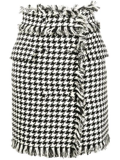 Msgm Houndstooth Print Mini Skirt In Black