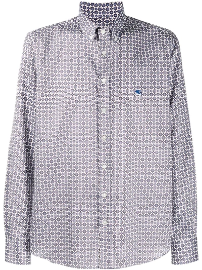 Etro Cotton Geometric Patterned Shirt In Blue