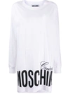 Moschino Logo-print Long-line Sweatshirt In White