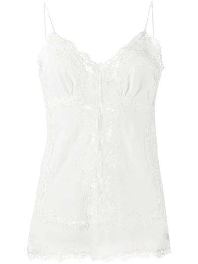 Ermanno Scervino Broderie Anglaise Trimmed Silk Vest In White