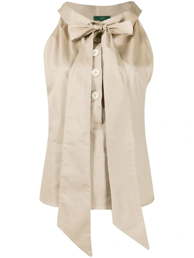 Jejia Sleeveless Pussy Bow Blouse In Neutrals
