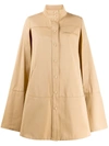 Courrèges Cut-out Sleeve Flared Coat In Neutrals