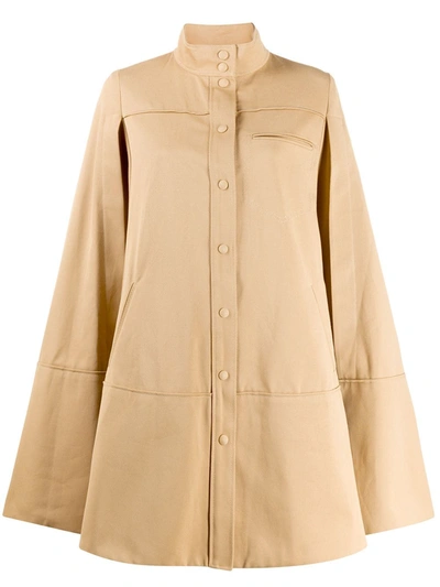 Courrèges Cut-out Sleeve Flared Coat In Neutrals