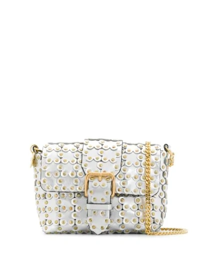 Red Valentino Red(v) Flower Puzzle Shoulder Bag In Silver