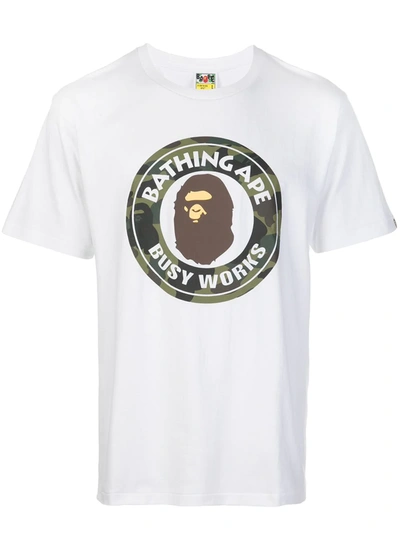 Bape Logo Print T-shirt In White