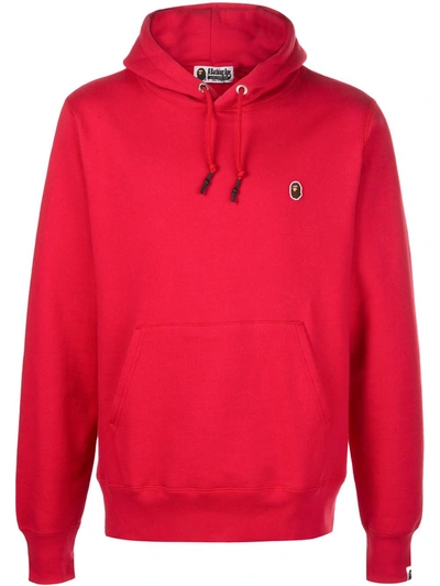 Bape Logo Patch Hoodie In Red