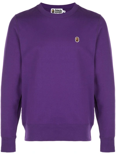Bape One Point Crew Neck Sweatshirt In Purple