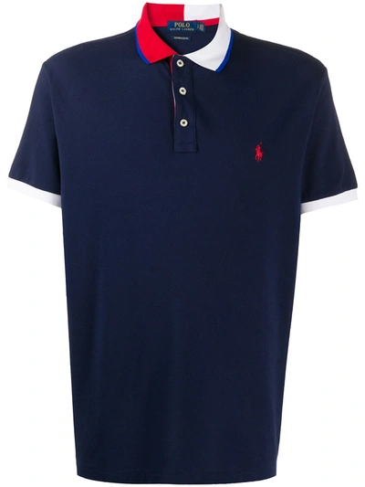 Polo Ralph Lauren Logo Embroidered Polo Shirt In Blue