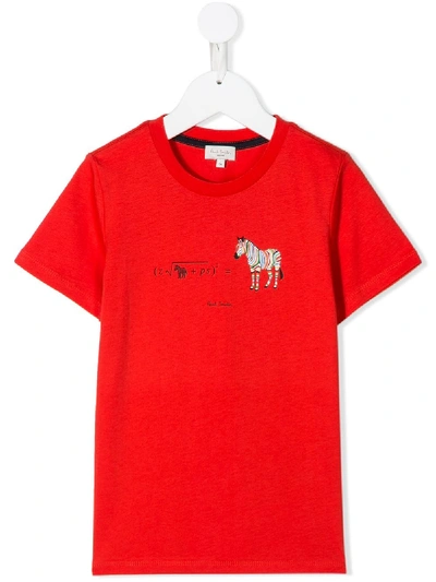 Paul Smith Junior Teen Math Zebra T-shirt In Red