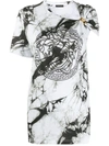 Versace Tie-dye Medusa Cinch T-shirt In White Black
