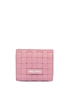 Miu Miu Woven Nappa Leather Wallet In Pink