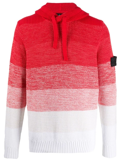 Stone Island Shadow Project Waffle Knit Hoodie In Red