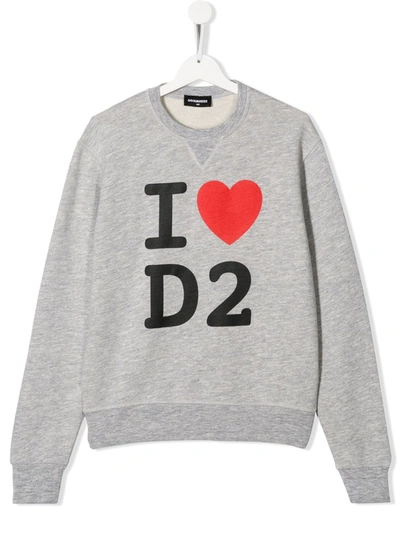 Dsquared2 Teen Logo Print Relaxed-fit Sweatshirt In Grey