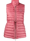 Moncler Drawstring-waist Quilted Down Gilet In Pink