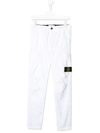 Stone Island Junior Kids' Logo-patch Cotton Track Pants In Pearl Grey