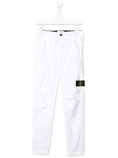 Stone Island Junior Kids' Logo-patch Cotton Track Pants In Pearl Grey