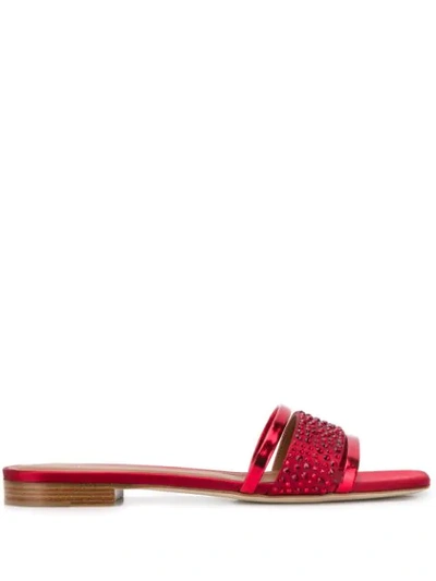 Malone Souliers Rosa Crystal-embellished Satin Slides In Red