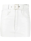 Manokhi Belted Leather Mini Skirt In White