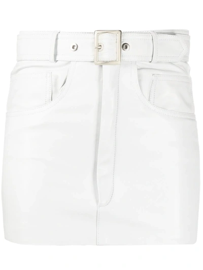 Manokhi Belted Leather Mini Skirt In White