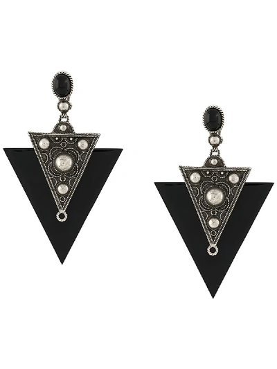 Saint Laurent Marrakech Triangle Clip Earrings In Black