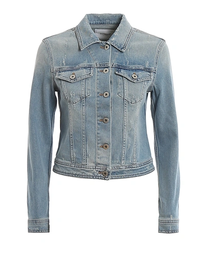 Dondup Distressed Detail Light Wash Denim Jacket