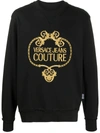 Versace Jeans Couture Gold Embroidered Wreath Logo Sweatshirt Colour: Black